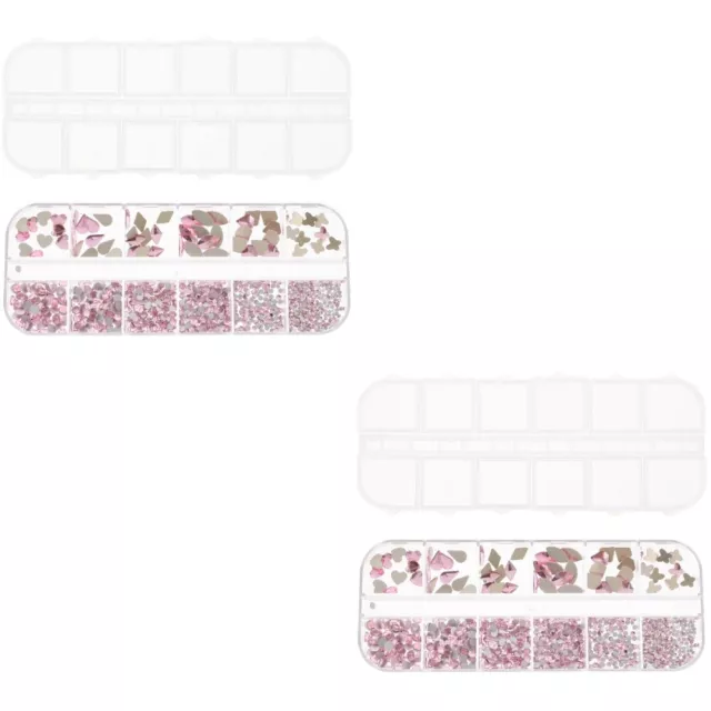 2 Boxes Glass Ornaments Nail Art Diamond Beads Manicure Fancy Shape Diamonds