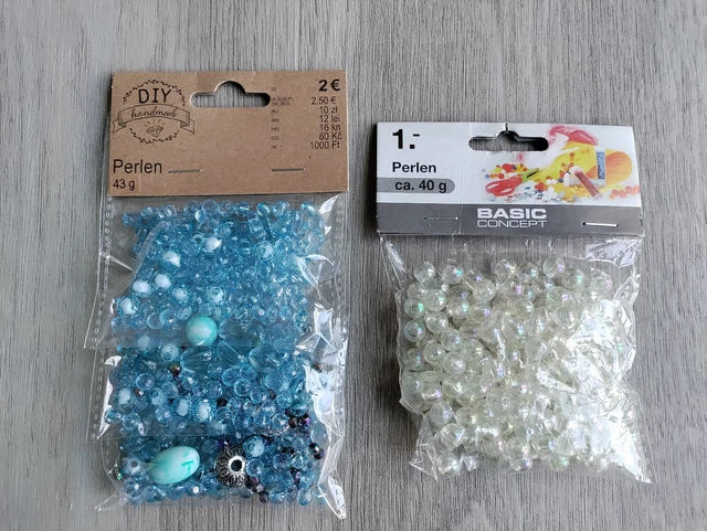 DIY Bastelset Bastelbedarf Perlen 2 Pakete blau + transparent NEU + OVP