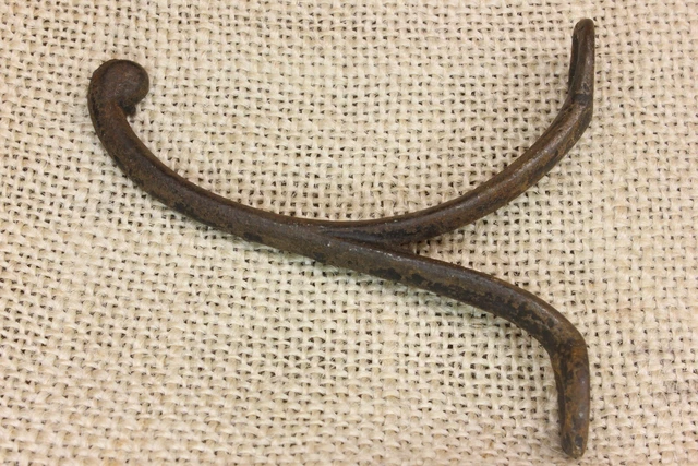 Single Old Coat Hook 1850’s School Farmhouse Wardrobe Rustic Black Cast Iron