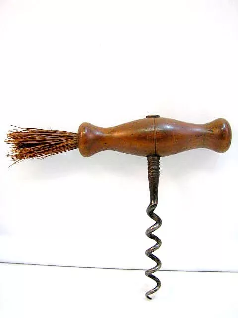 Englische Korkenzieher mit Bürste Tire-Bouchon Corkscrew um 1850