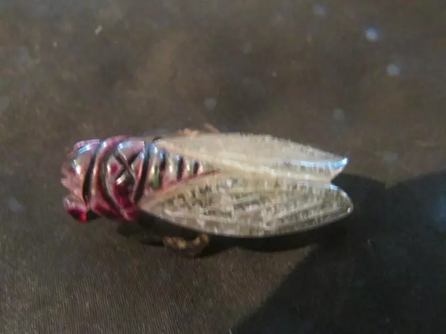 Fabulous Art Deco French Cicada Brooch, Signed