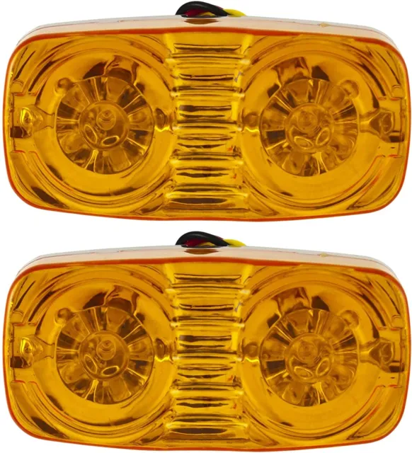 2x 4" Inch Amber 12 LED Double Bullseye Camper RV Side Marker Clearance Light