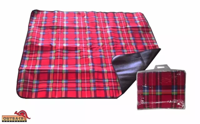 Picnic Rug 130 x 170cm Waterproof Backing Travel Blanket Groundsheet