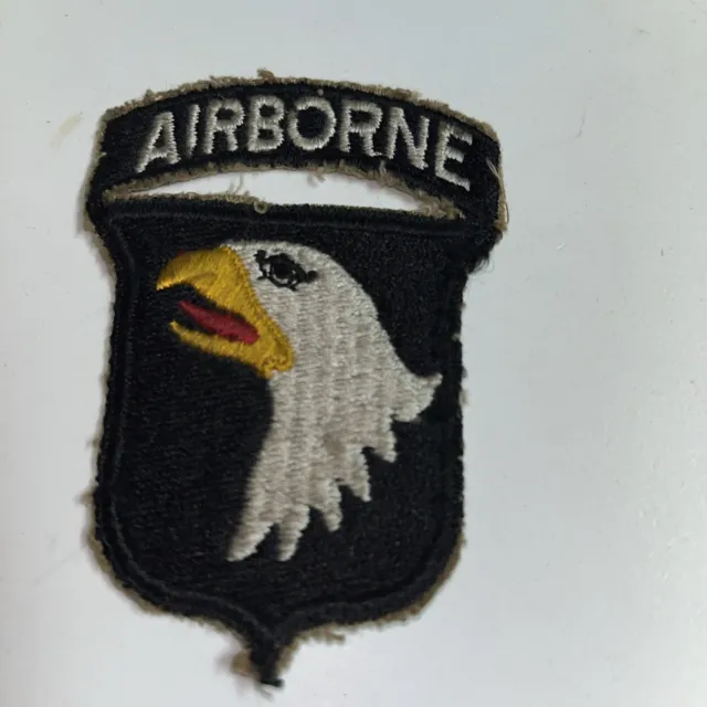 Rare WW2 white Letters 101st Airborne patch Attached Tab Fr my Collection lot #6