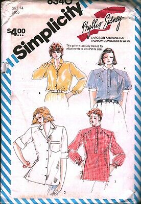 6340 Vintage Simplicity SEWING Pattern Misses Loose Fitting Button Front Shirt