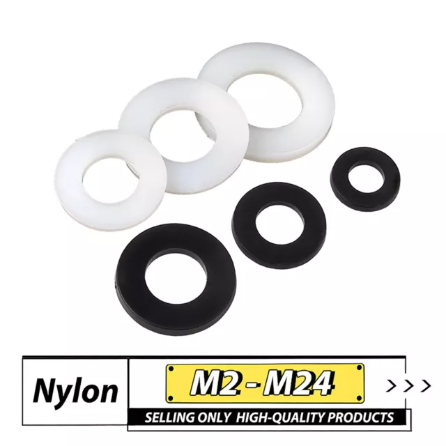 M2-M24 Nylon Flat Plain Washers Plastic Penny Washers Form A Repair Gasket