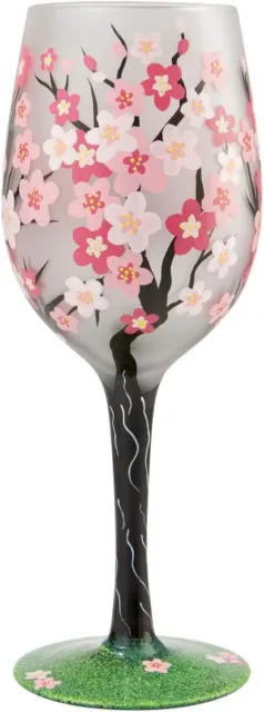 Enesco Designs by Lolita Cherry Blossom Artisan Wine Glass, 15 Ounce, Multicolor