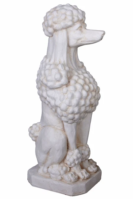 Gardien de But Chien Caniche Figurine Jardin Blanc Pudelfigur Statue Sculpture