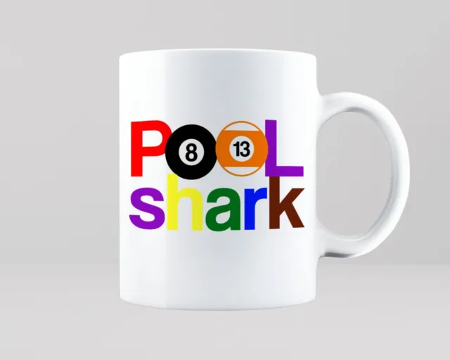 Pool Shark Mug Gift Idea 8 Ball Pool Cue Tea Coffee Cup Funny Club Pub Team