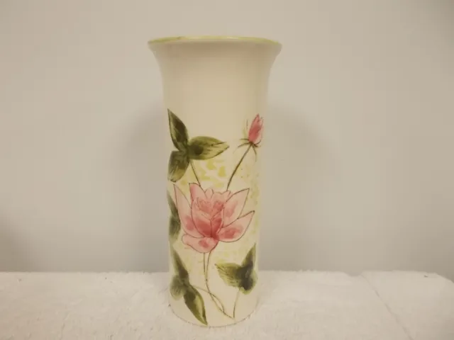 Vintage Relpo Hand Painted Flowers Floral 7" Tall Ceramic Vase Made In Japan