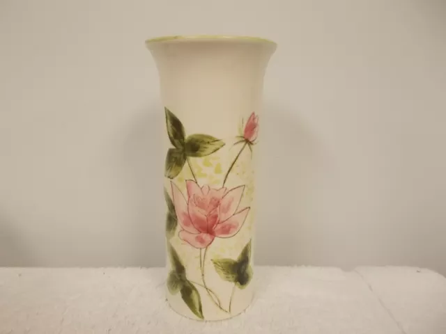 Vintage Relpo Hand Painted Flowers Floral 7" Tall Ceramic Vase Made In Japan