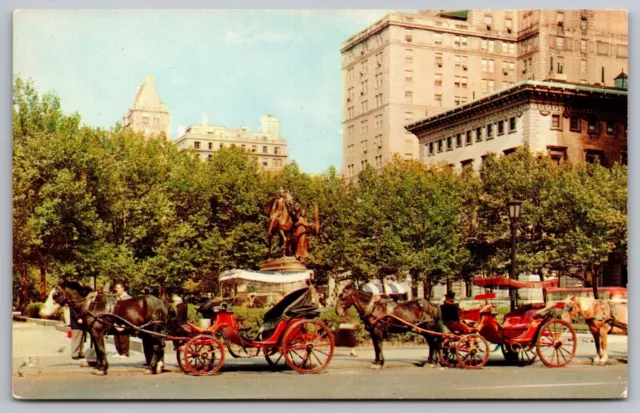 Horse Drawn Carriage 59th St New York City NY Postcard UNP VTG Mirro Unused
