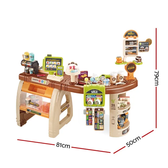 Keezi Kids Supermarket Pretend Role Play Shop Grocery 52 Accessories Toy Set 2