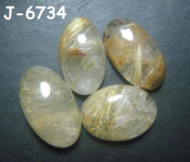 Natural Golden Rutile Quartz Cabochon Oval Lot 43.50 ct Loose Gemstone J 6734