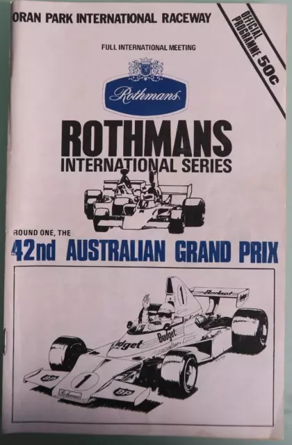 Australian Grand Prix 1977 Rothmans Formula One Program Touring Racing rare