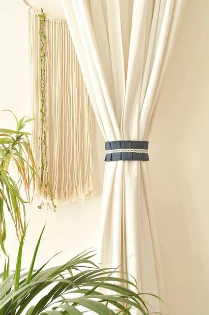 Beautiful Cotton Curtain Holders Tieback 15 Inch Navy Blue for Door set of 2