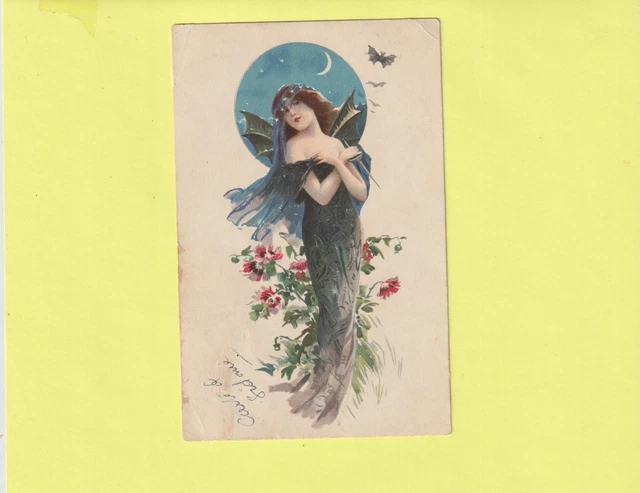 Carte Postale Ancienne 1911 – Fantaisie, Jeune Femme Avec Poissons, France