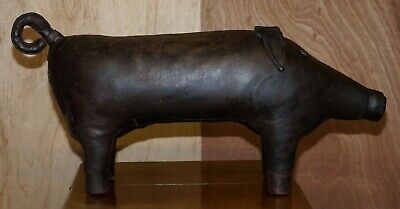 1930'S Extra Large Liberty's London Omersa Brown Leather Pig Footstool Stool 2