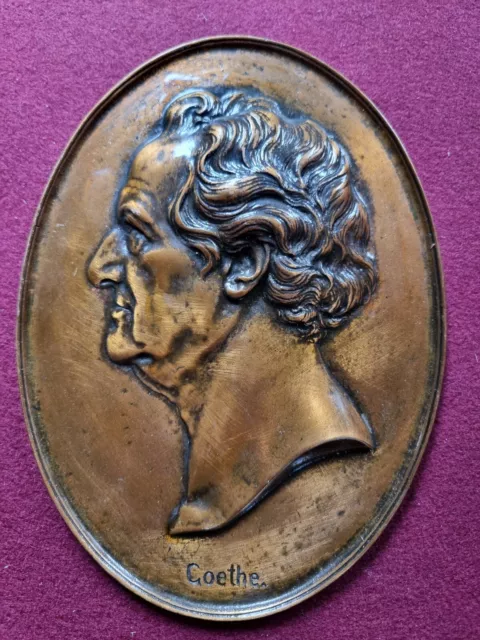 Kunstguss Lauchhammer Bronze Goethe Plakette 23x17 cm Bildguss