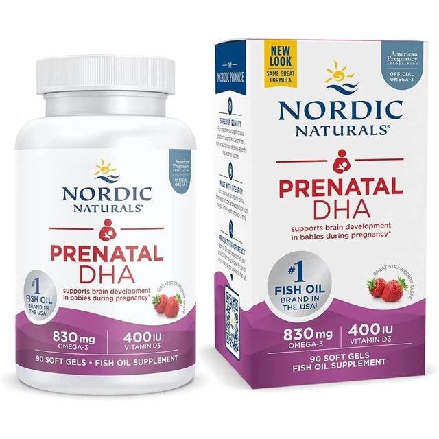 NORDIC NATURALS DHA prénatal oméga3 830 mg avec vitamine D3 90 gélules
