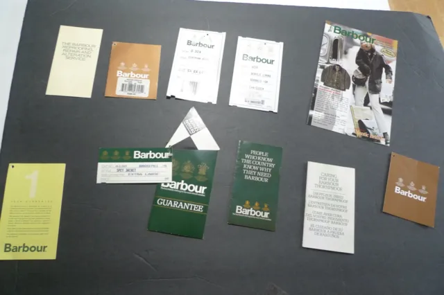 Barbour-  Lot Of Vintage & Later Date Paper Tags  And Misc Barbour Brochures