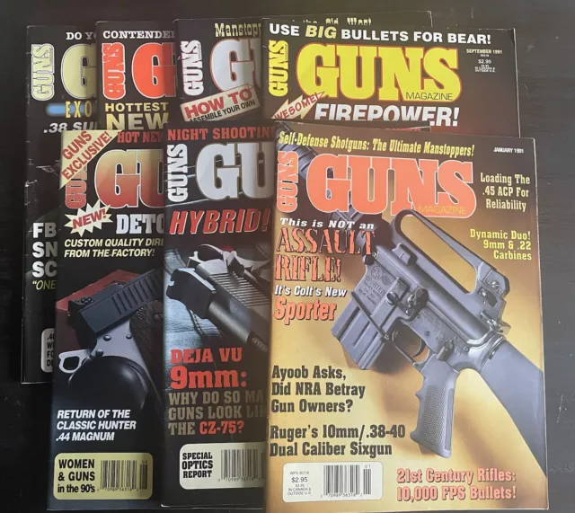 Lot Of 7- Guns Magazine 1991, Jan, July, Aug, Sept, Oct, Nov, Dec