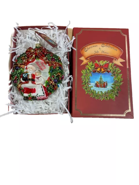 New Neiman Marcus Christmas Celebration John Huras MR MRS Santa Wreath Ornament