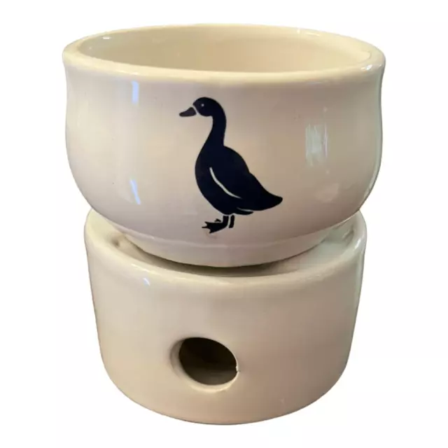 Vintage Ceramic 1987 CBK LTD Vintage Wax Candle Warmer with Duck white & blue