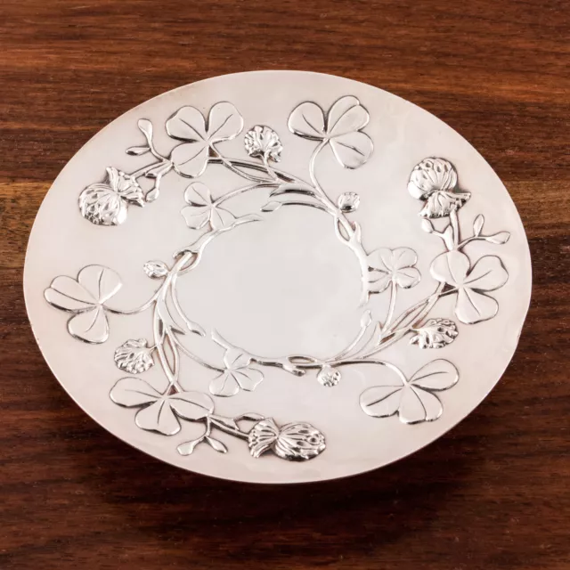 Christofle French Aesthetic Silverplate Footed Dish Clover Pattern No Mono