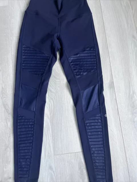 Alo Women's High Rise Dark Blue Moto Yoga Leggings Size M