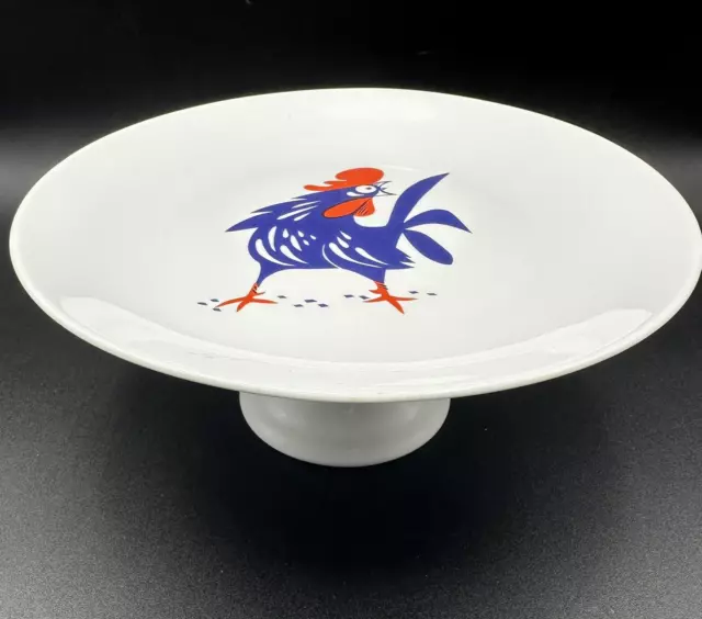 Naaman Israel Rooster Footed Cake Plate Fruit Dessert Stand 9" Vintage Rare