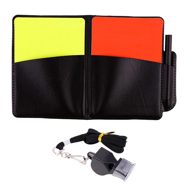 ZDNT Kit D'Arbitre De Football Complet - Cartons Rouge Et Jaune, Sifflet Métal, Brassard, Carnet De Notes - Pour Matchs Et Entraînements