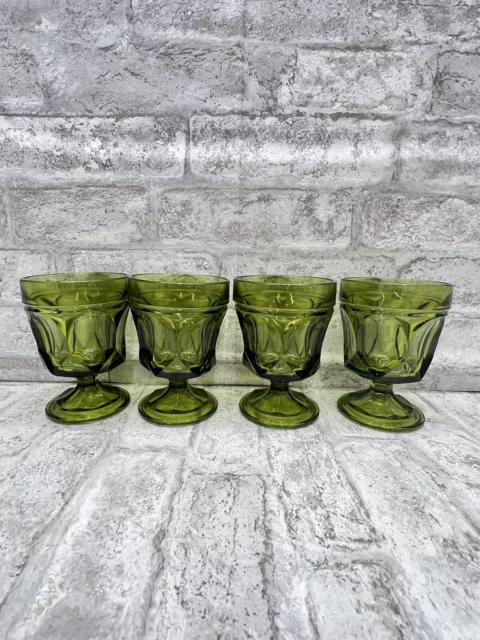 Fairfield Avocado Greenby ANCHOR HOCKING On The Rocks glass set of 4 vintage mcm