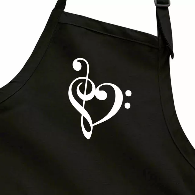 Love Apron Kitchen Cook Barking Grilling Home Chef Gift Bass Clef Heart Treble