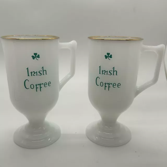 Vintage Irish Coffee Milk Glass Pedestal Mug
