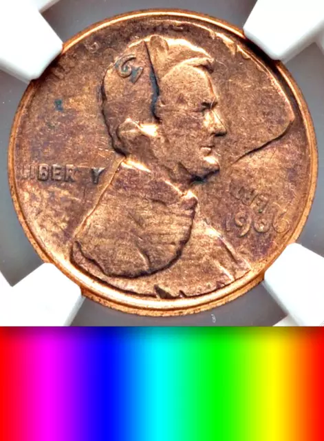 1966 NGC Die Adjustment Strike DOUBLE STRUCK Spectacular UNIQUE? Lincoln Cent 1c 2