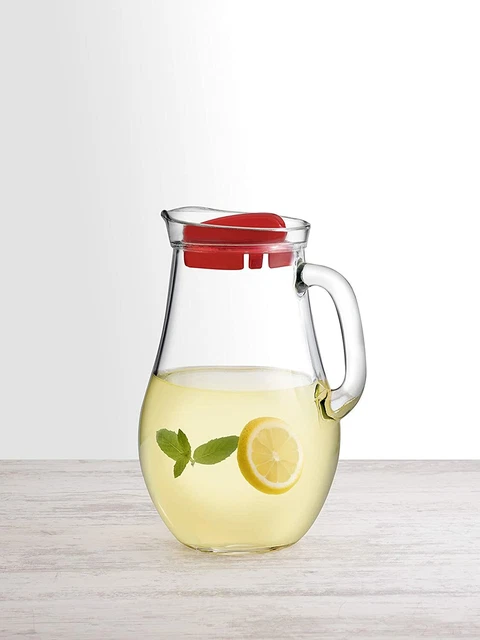 Brocca Vetro 1600cc Royal Norfolk - Tappo Plastica Colorato, 29cm Altezza