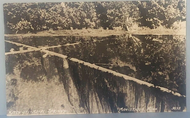 RPPC Postcard Manistique MI Michigan Kitch-Iti-Ki-Pi Springs 1930s DOPS 3693