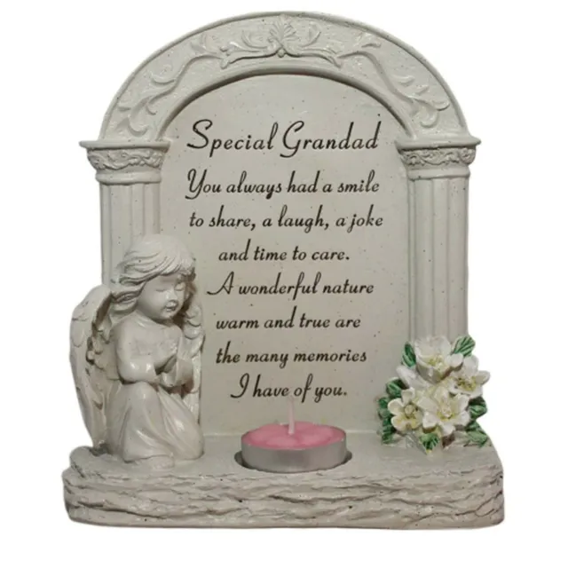 Special Grandad Praying Angel Tea Light Candle Memorial Graveside Grave Plaque