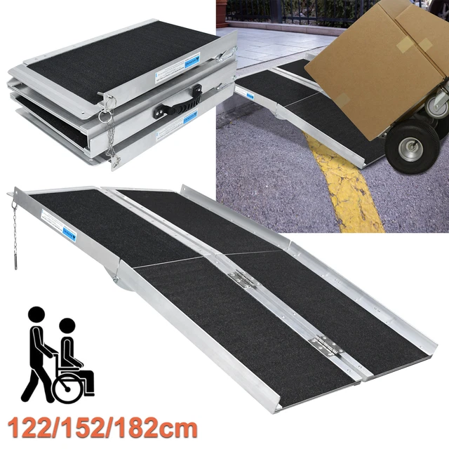 Rollstuhlrampe Aluminium Rampe Rollstuhl Klapprampe 122/152/182 cm Auffahrrampe