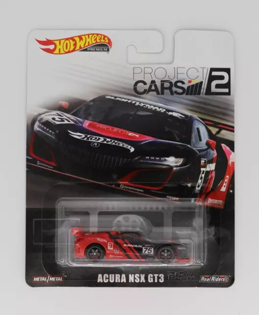 2019 Hot Wheels Premium Project Cars #2 - ACURA NSX GT3 (ADVAN) in Red & Black.