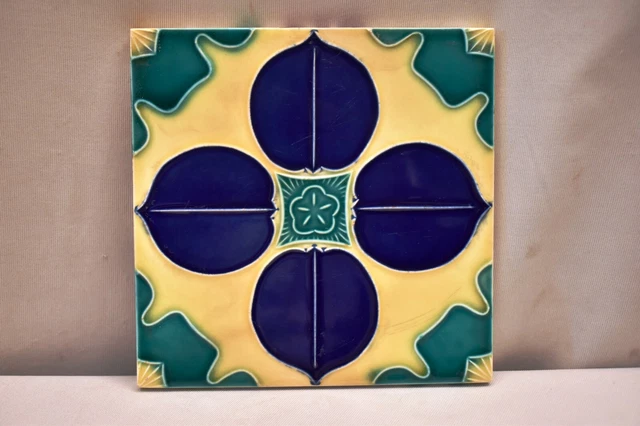 Vintage Tile Art Nouveau Japan Majolica Porcelain Danto Kaisha Collectibles "I85