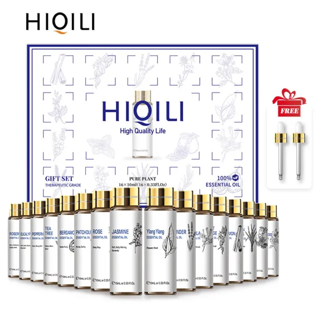 HIQILI Pure Essential Oil Set 16*10ML Pure Aromatherapy Oil Diffuser Gift Kit