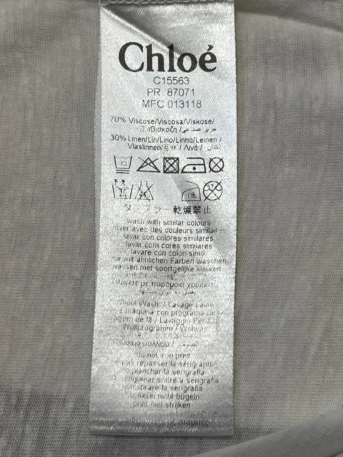 T-Shirt Age12 Chloe Designer Girls Jersey Linenblend Graphic Print Vgc Rrp £178 10