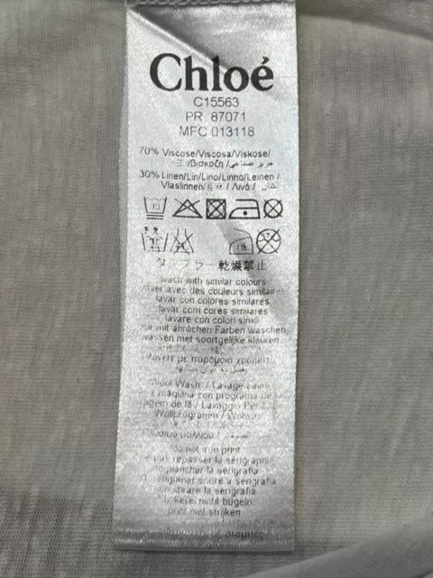 T-Shirt Age12 Chloe Designer Ragazze Jersey Misto Lino Stampa Grafica In Ottime Condizioni Crp £178 10