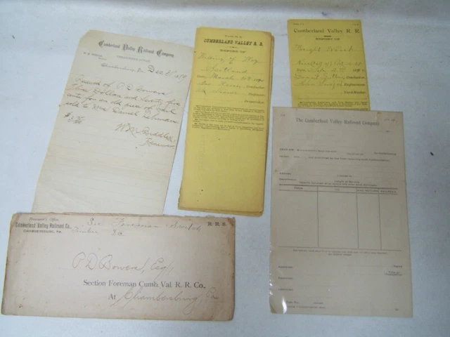 Cumberland Valley Railroad Company Ephemera Accident Reports Receipts 1880s TF