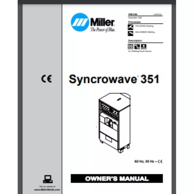 Miller Syncrowave 351 Tig Welder Owner Manual 42 Pages for year 1997 OM-354