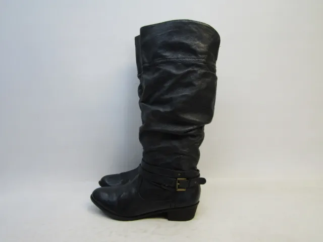 Steve Madden Womens Sz 8.5 M Black Leather Slouch Fashion Knee High Riding Boots
