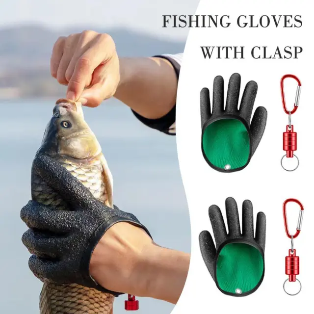 Pair of Fishing Gloves Textured Grip Fish Cleaning Cut Resistant Soft Linin,