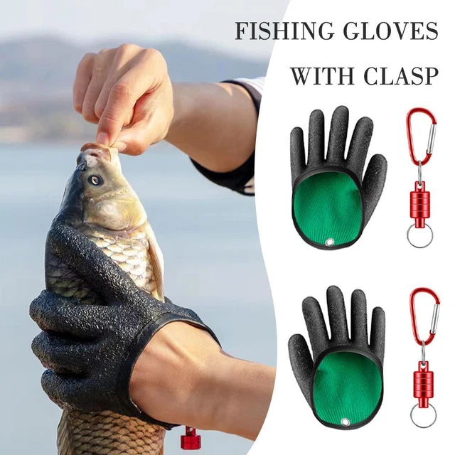 Pair of Fishing Gloves Textured Grip Fish Cleaning Cut Resistant Soft Linin,